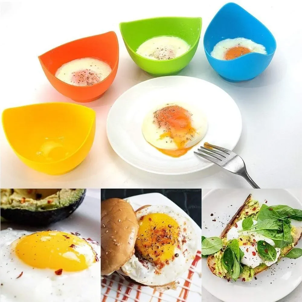 4 pack Non-Stick Silicone Egg Cookers with 1 Oil Brush NEW